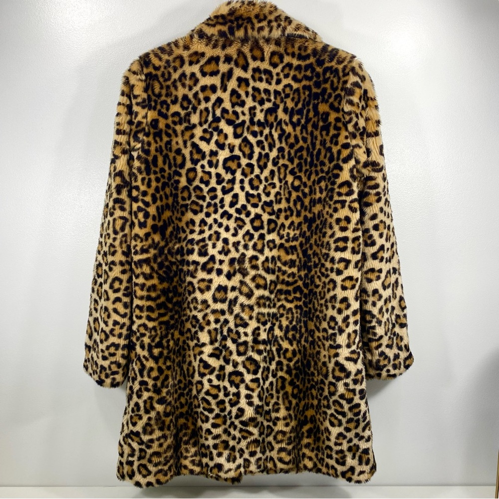 Forever 21 Leopard Animal Print Faux Fur Luxe Runway Statement Topper Coat S - Picture 2 of 12